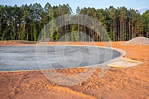 Flat road gravel subbase in new construction residential subdivision