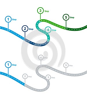 Flat roadmap infographic template. Professional steps infographic