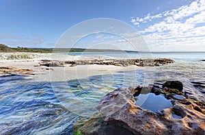 Flat Rock Creek at southern end of Hyams Beach