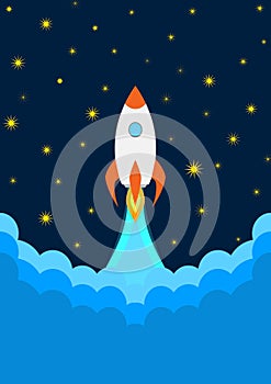 Flat rocket icon. Startup concept.