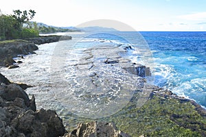 Flat rocks on Tanjung Saruri or Batu Pica on coast of Biak Island