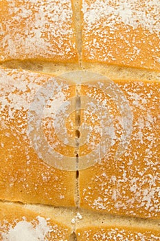 Flat round bread with crossed notches