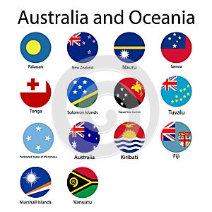 Flat Round Flags Of Oceania - Full Vector CollectionVector Set of Oceanian Flag Icons Australia and Oceania