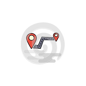 Flat Route Icon. Vector