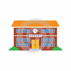 Flat School Building Icon for Education and University