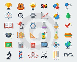 Flat School Icons Vector Collection