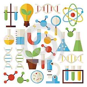 Flat Science and Research Objects Set over White