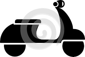 Flat scooter or moped icon as sign for web page design of sity transport