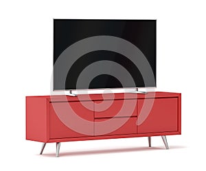 Flat screen tv on modern tv stand