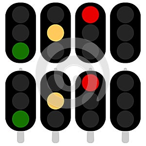 Flat semaphore, traffic light icons, symbols. Transportation, tr