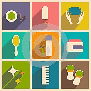 Flat with shadow concept and mobile application