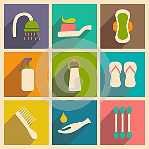 Flat with shadow concept and mobile application