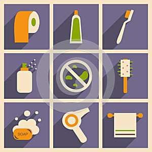 Flat with shadow concept and mobile application hygiene