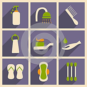 Flat with shadow concept and mobile application hygiene