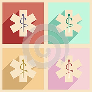 Flat with shadow concept and mobile application