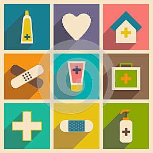 Flat with shadow concept and mobile application