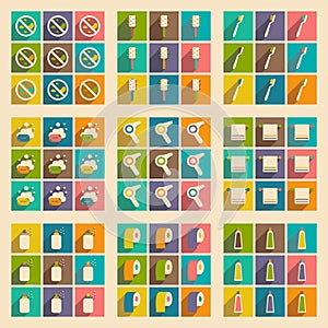 Flat with shadow concept and mobile application personal care