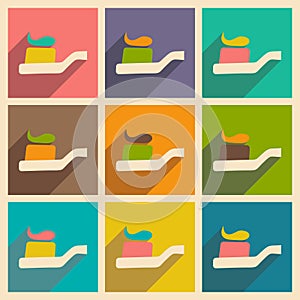 Flat with shadow concept and mobile application toothbrush