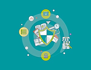 Flat shield icon. Data protection concept