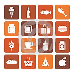 Flat shop, food and drink icons