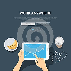 Flat showcase mockup template for work anywhere photo