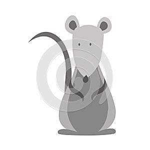 Flat silhouette rat mouse gray color. Mouse rat rodent logo