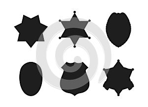 Flat silhouettes of different types of police badges