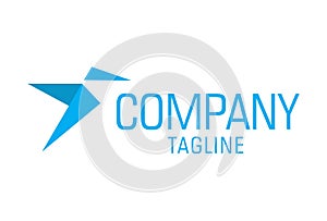 Simple Blue Abstract Fold Bird Logo Design