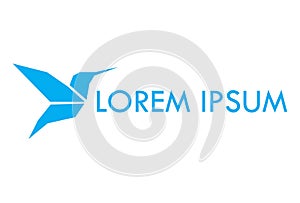 Simple Blue Abstract Fold Bird Logo Design