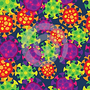 Flat simple cartoon bacterium seamless science pattern