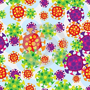 Flat simple cartoon bacterium seamless science pattern