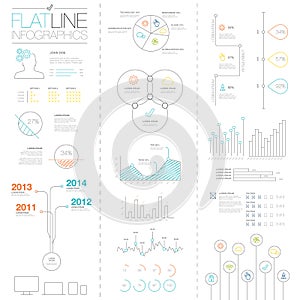 Flat and simple easy colorful outline infographic