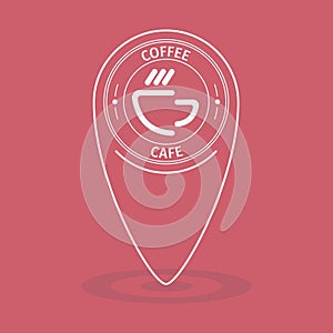 Flat simple map pointer of coffee cafe