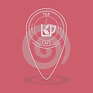 Flat simple map pointer of tea cafe