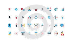 Flat Simple Processing Gears Icon Set Collection