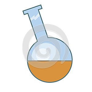 A Glass flask or beaker with Orange medicine or potion isolated on white background, a  stock illustration as a science or