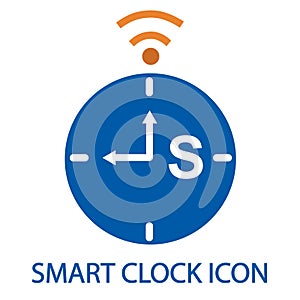 Flat smart clock icon vector isolated on white background. Internet of things, cloud computing concept.