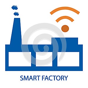 Flat smart factory icon vector isolated on white background. Internet of things, cloud computing concept.