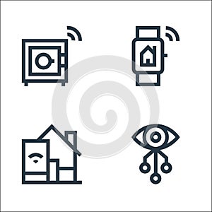 Flat smarthome line icons. linear set. quality vector line set such as vision, home automation, smartwatch