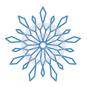 Flat snowflakes. Winter snowflake crystals, christmas snow shapes and frosted cool blue icon, cold xmas season frost snowfall