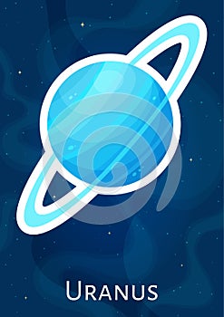 Flat solar system planet Uranus vector patch