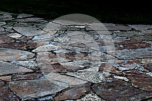 Flat stone path with multiple colors