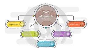 Flat style 5 options presentation infographic template.