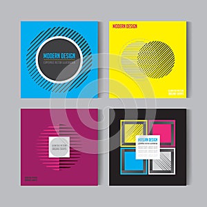 Flat style Abstract colorful Posers Set. Art Graphic Backgrounds Retro . photo