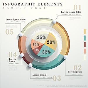 Flat style abstract pie chart infographics