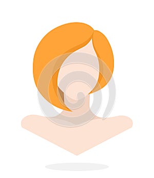 Flat style avatar of Caucasian women with bob hairstyle. Vector Illustration