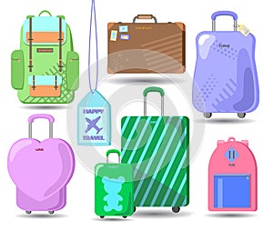 Flat style baggage on white background