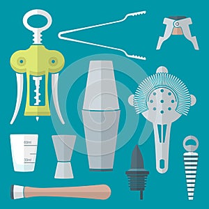 Flat style barman instruments set