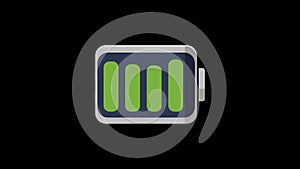 Flat style battery icon charging and sound wave of digital equalizer, motion graphic animation.