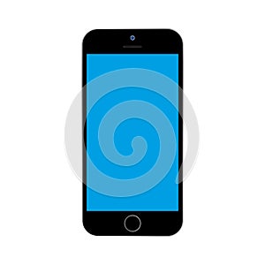 Flat style black  Smartphone with blue screen on white background. Mobile phone icon vector eps10.